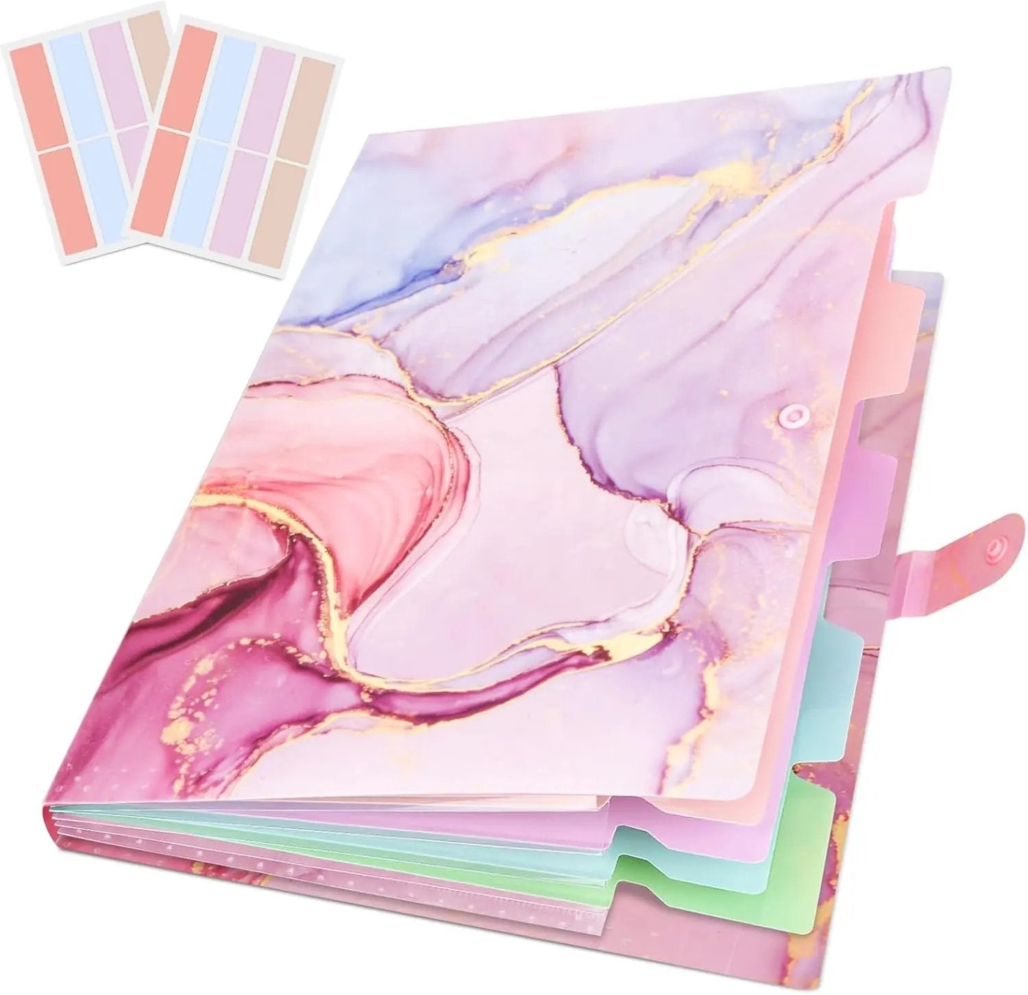 5-Pack Expanding File Organizers - Pink &amp; Gold for Office Documents, Study Notes