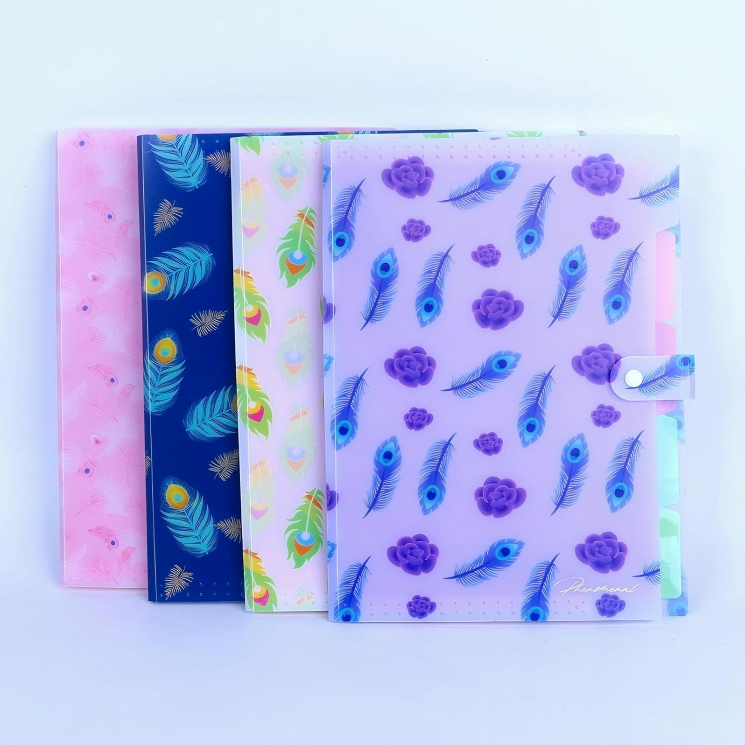 Cute Expanding File Folder Set of 4 - Feather Series (Elegant Purple)