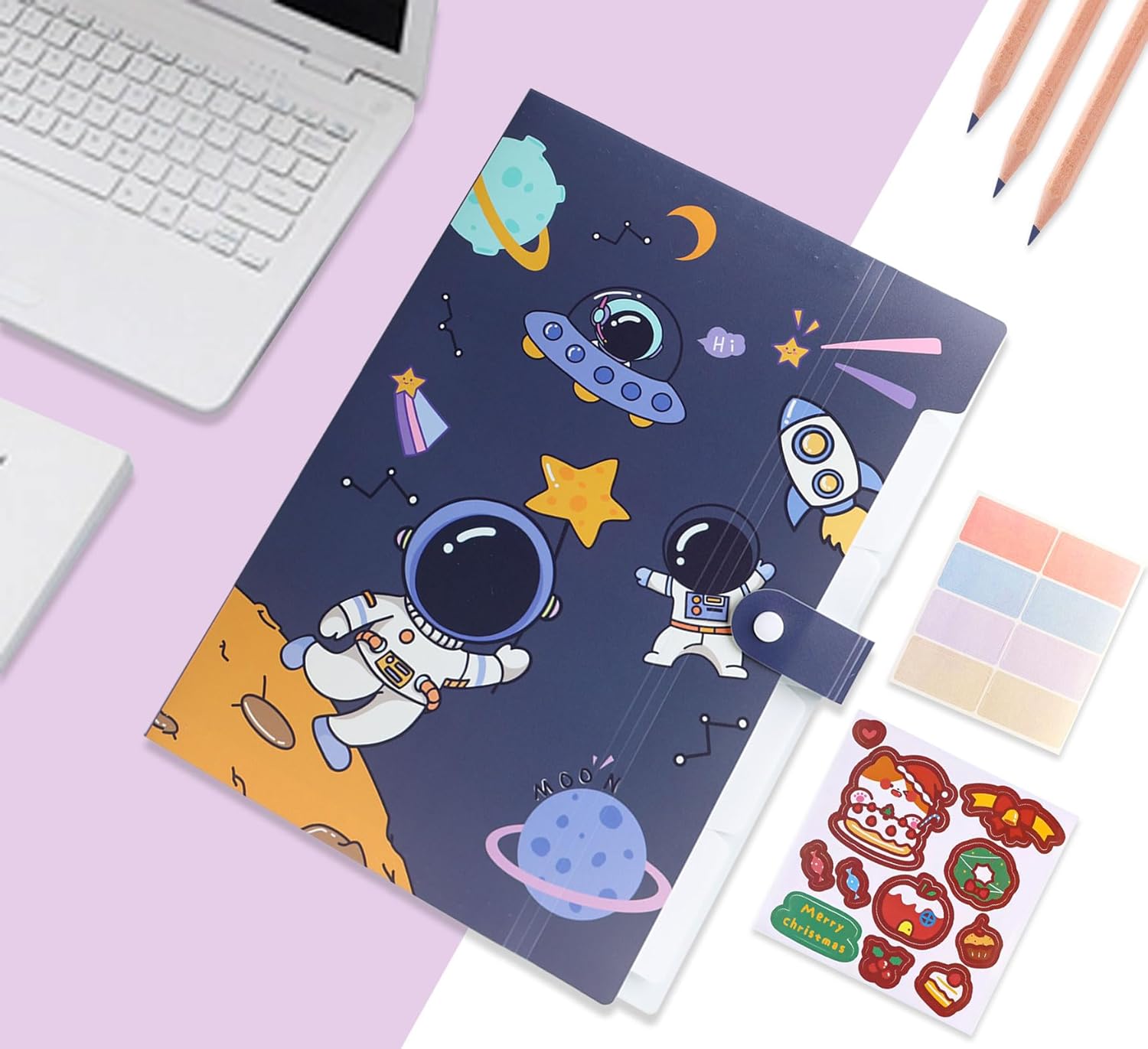 Expanding File Folders | Blue Space Theme - 5 Pockets