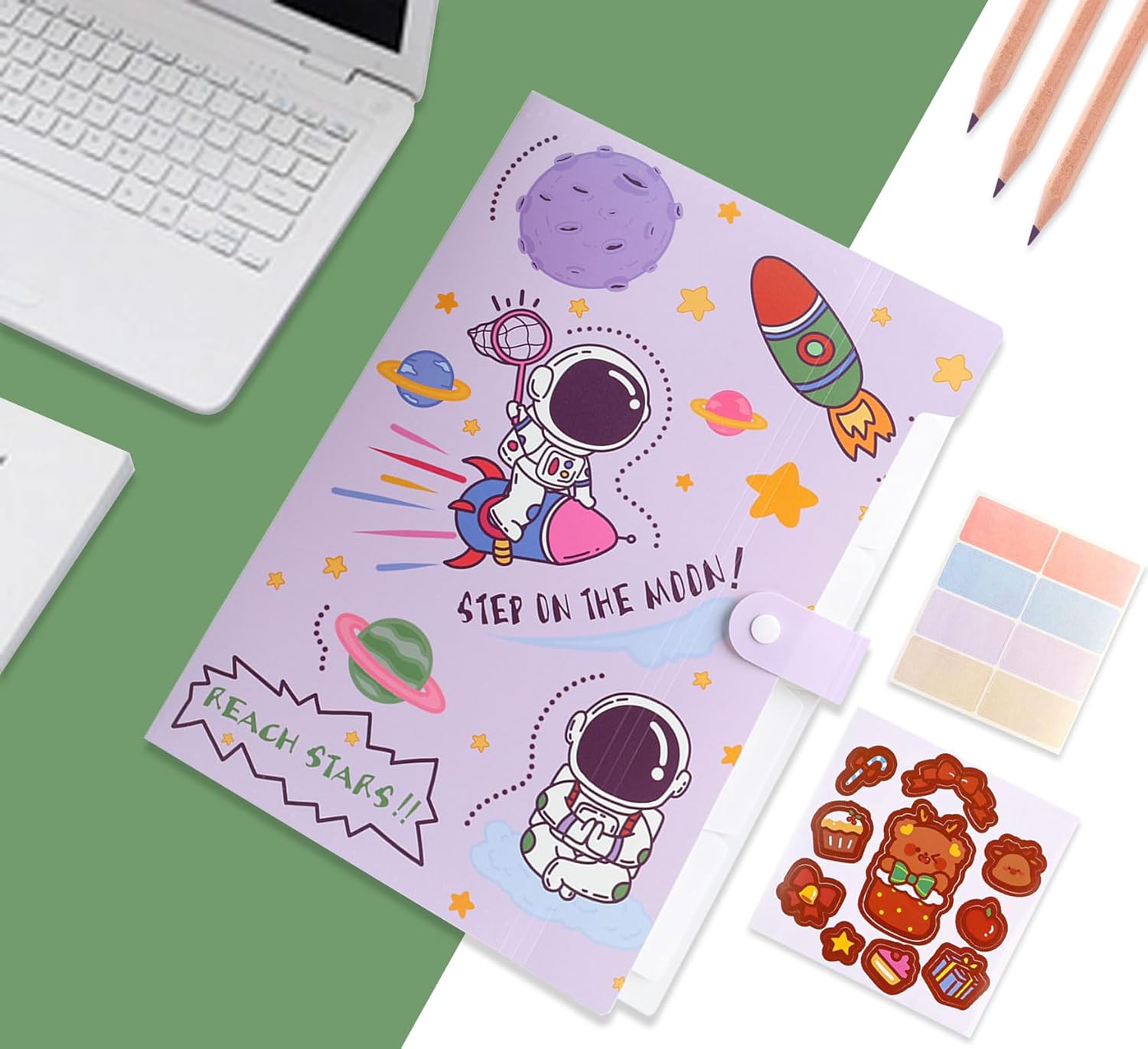 Expanding File Folders | Purple Space Theme - 5 Pockets