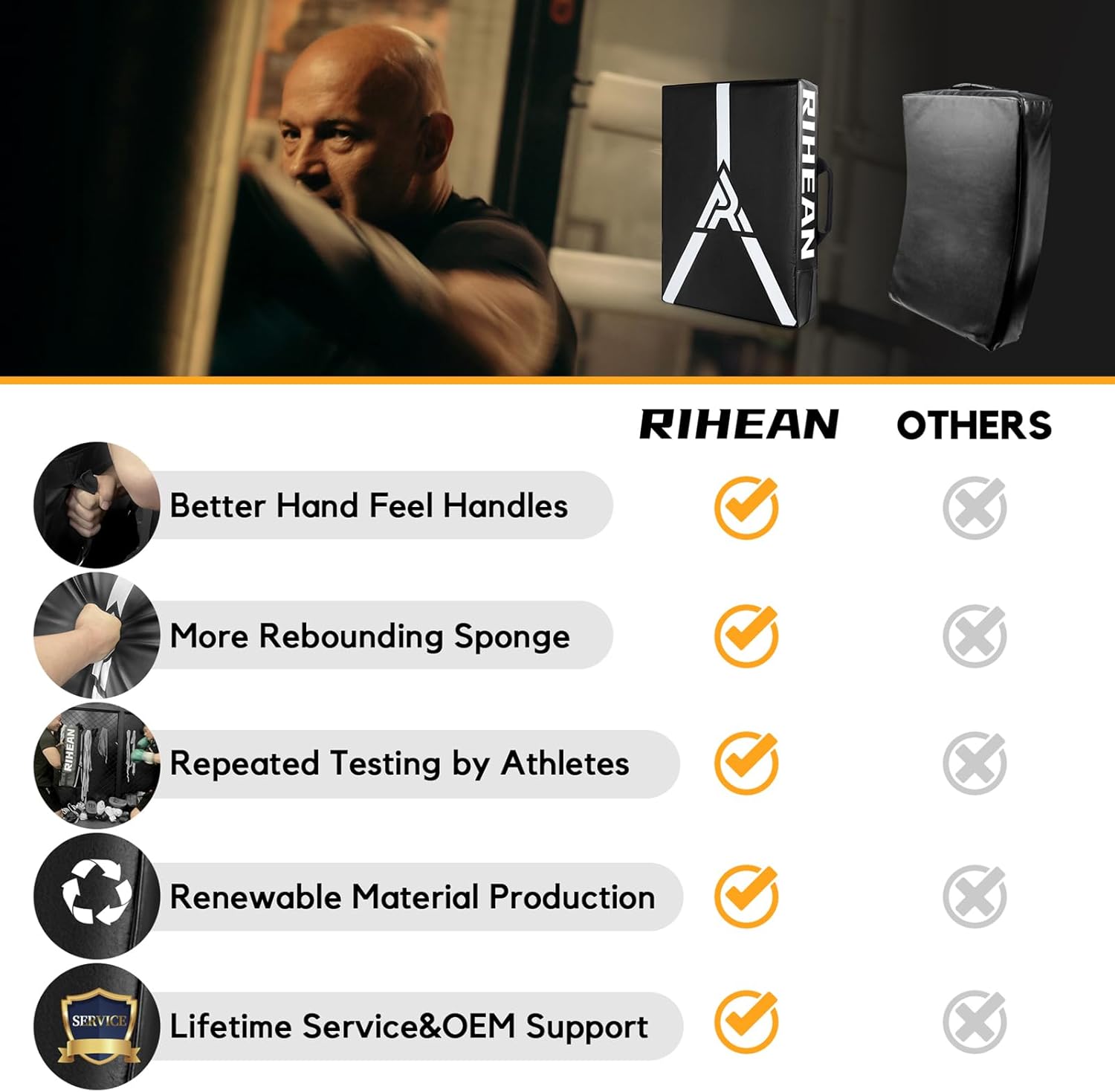 Martial Arts Kicking Shield Pad for Muay Thai, Taekwondo Football Hockey Training - Denser Foam, High-Density PU Leather Cover (ONE PAD)