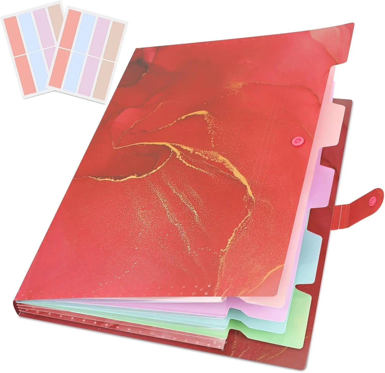 5-Pack Expanding File Organizers - Rose &amp; Gold for Office Documents, Study Notes